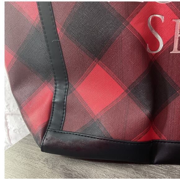 Victoria’s Secret Red & Black Plaid Tote Bag - Picture 9 of 12